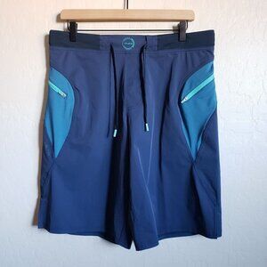 Hylete Men's Cross Training Athletic Shorts Zip Pockets Colorblock Blue Sz Large